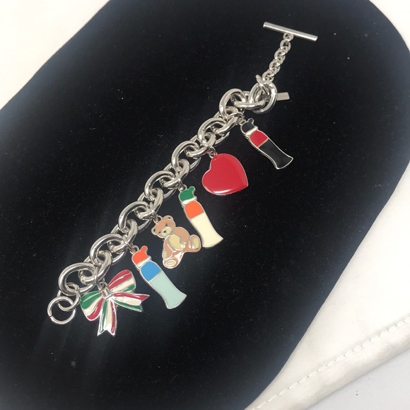 Moschino Vintage Charm Bracelet Heart Bear Bow - Picture 2 of 3